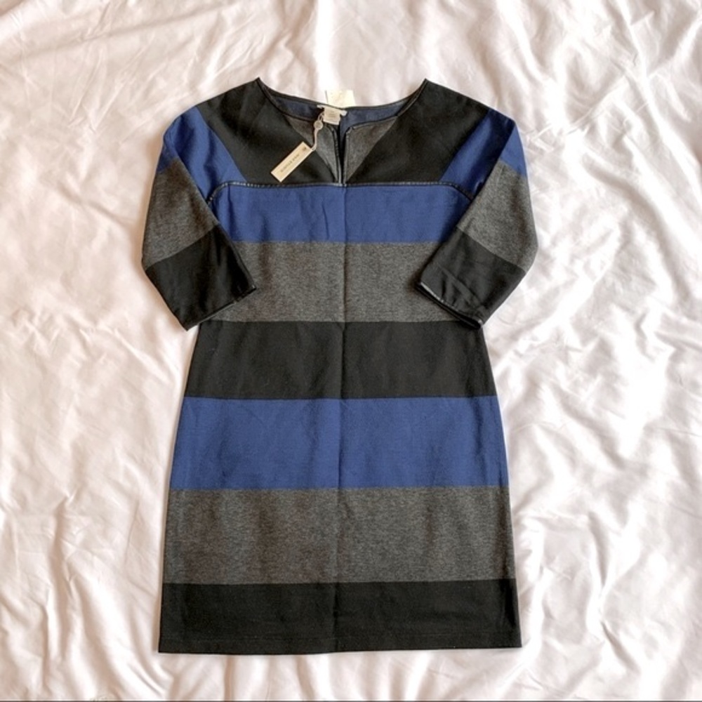 Max Studio Fitted Knit Dress. Size XS. Faux Leather Trim.